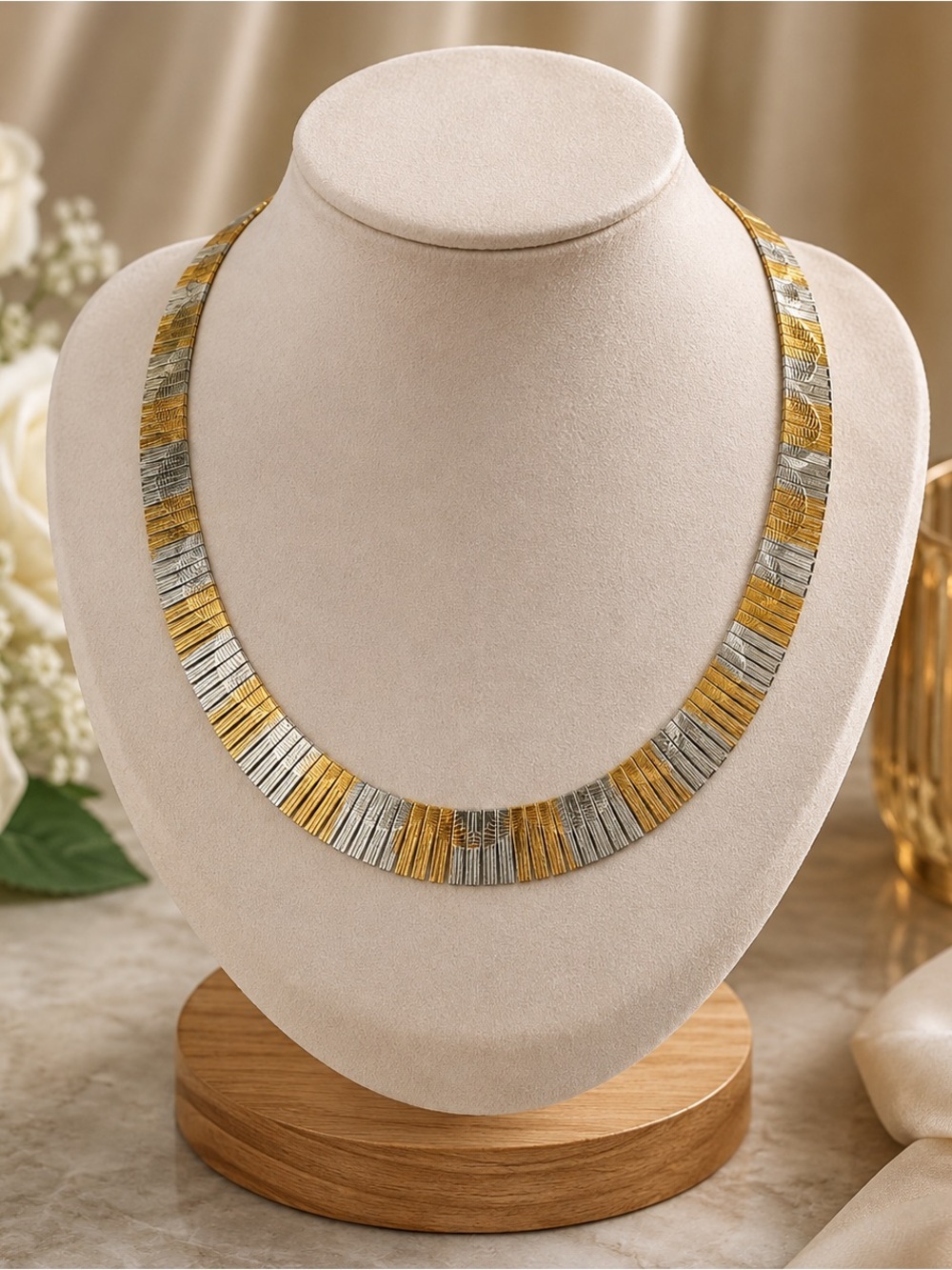 Italian 🇮🇹 925 Silver & 10k gold accent Necklace chocker